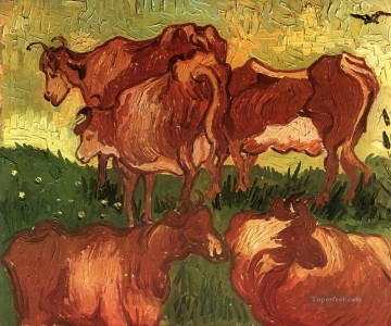 Vaches Vincent van Gogh Peinture à l'huile